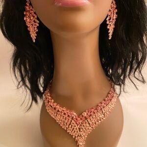 Austrian Crystal Bib Necklace and Earring set